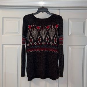 Hollister print sweater, size: Medium, color: dark grey with color print design